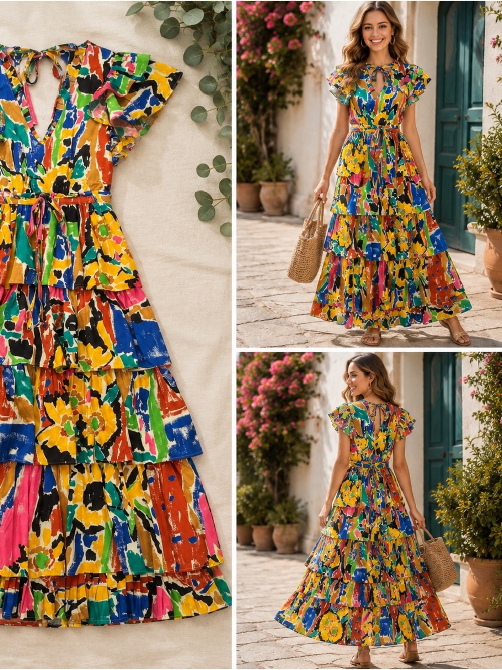 LOVE THE LABEL - Vibrant Tiered Midi Dress NWT